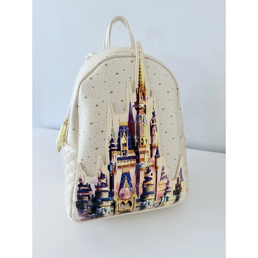 Disney Parks WDW 50th Anniversary Castle‎ Loungefly Backpack White NWT